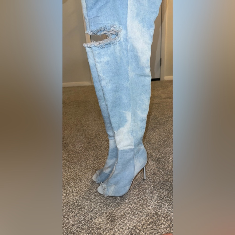 Liliana Light Blue Over-the-Knee Boots - Picture 11 of 16